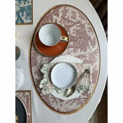 Plateaux - Set de table ovale motif Toile de Jouy depuis 1760- Rouge - KOZIEL