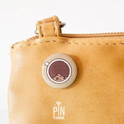 Broches - Broche Café en Bois – Accessoire Design Minimaliste - PINTONIK