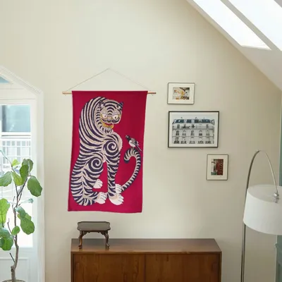 Tissus - Tiger and Magpie(Burgundy) - BON`EE(LIVING ART BRAND)