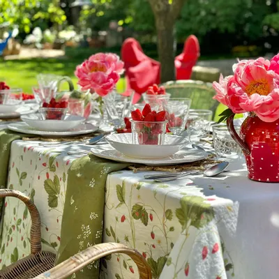 Nappes - Nappes et serviettes en lin FRAISES DES BOIS - SUMMERILL AND BISHOP