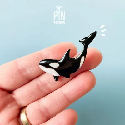 Brooches - Orca Pin - Handmade Killer Whale Statement Accessory - PINTONIK