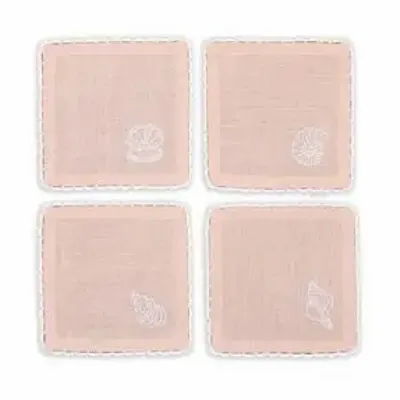 Kitchen linens - Seashell Glow - Cocktail Napkins (Set of 4) - NEEM CRAFTS LLC