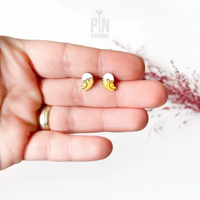 Bijoux - Boucles d'oreilles poussins de Pâques - Petits bijoux de Pâques en bois - PINTONIK