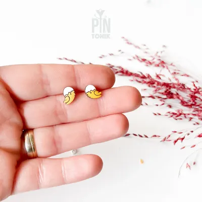 Bijoux - Boucles d'oreilles poussins de Pâques - Petits bijoux de Pâques en bois - PINTONIK
