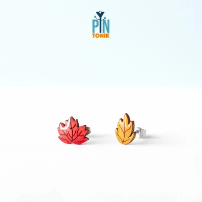 Jewelry - Fall Stud Earrings - Fall Leaves Mismatched Earrings - Autumn Jewelry - PINTONIK