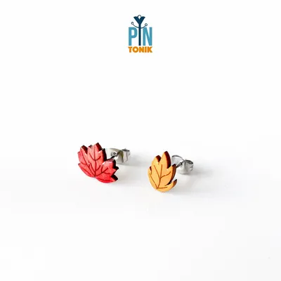 Jewelry - Fall Stud Earrings - Fall Leaves Mismatched Earrings - Autumn Jewelry - PINTONIK