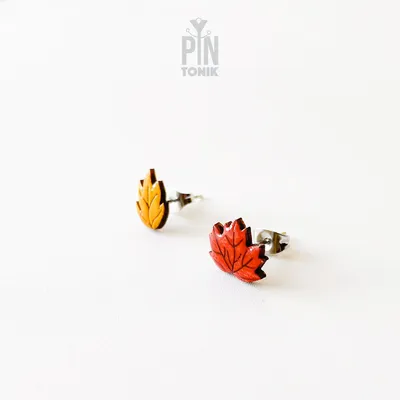 Jewelry - Fall Stud Earrings - Fall Leaves Mismatched Earrings - Autumn Jewelry - PINTONIK