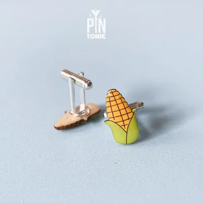 Jewelry - Handmade Corn on the Cob Cufflinks - Wooden Sweetcorn Wedding Jewelry - PINTONIK