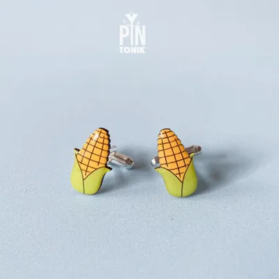 Jewelry - Handmade Corn on the Cob Cufflinks - Wooden Sweetcorn Wedding Jewelry - PINTONIK