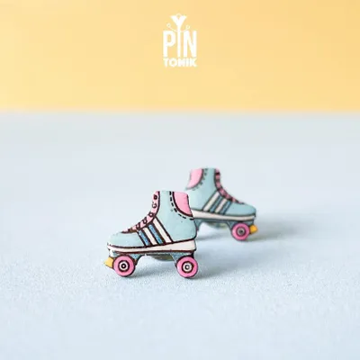 Jewelry - Statement 90s Funky Stud Earrings - Retro Roller Skates Derby Gift for 40th Birthday, Teenage Girls, Best Friend - PINTONIK