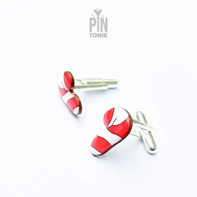 Jewelry - Christmas Cufflinks - Candy Cane Gifts - Winter Wedding Groom Cuff Links - PINTONIK