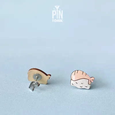 Bijoux - Boucles d'oreilles Sushi - Miniatures en bois - Base en acier inoxydable - PINTONIK