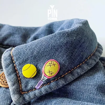 Jewelry - Tennis Lapel Pins - Neon Racket & Ball Pin Set - PINTONIK