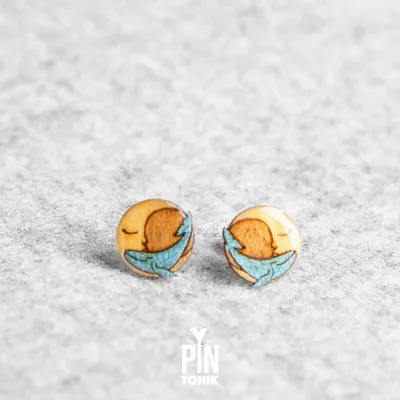 Bijoux - Boucles d'oreilles baleine et croissant de lune - Bijoux fantaisie sur le thème de l'océan - Idée cadeau de Noël baleine - PINTONIK