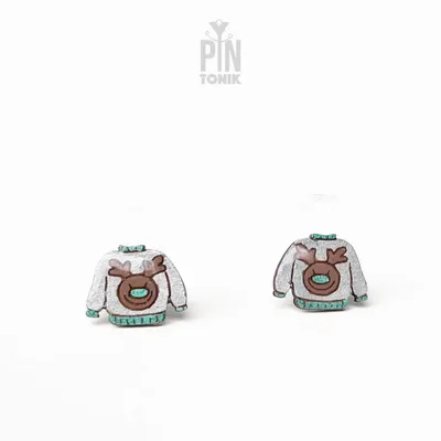 Jewelry - Ugly Christmas Sweater Earrings - Reindeer Stud Earrings - PINTONIK