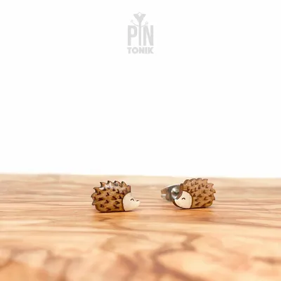 Jewelry - Wooden Hedgehog Stud Earrings – Animal Lover Gift - PINTONIK