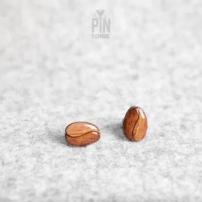 Bijoux - Boucles d'oreilles puces en bois de grains de café - Base en acier inoxydable - PINTONIK