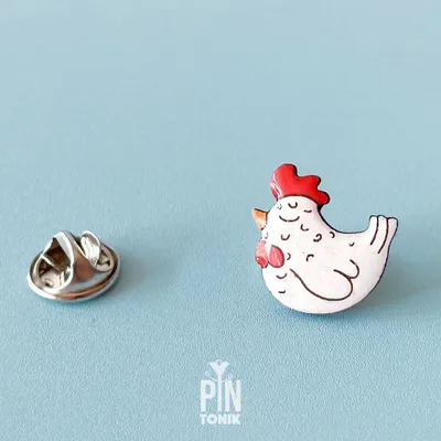 Jewelry - Funny Chicken Pin - Wooden Brooch - Bird Lover Gift - PINTONIK