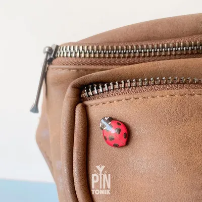 Jewelry - Mini Ladybug Pin: Wooden Ladybird Beetle Brooch, Cottagecore Jewelry - PINTONIK