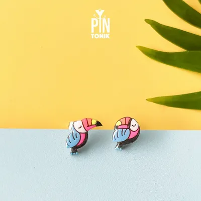 Bijoux - Boucles d'oreilles Toucan - Boucles d'oreilles oiseaux tropicaux dépareillées - Bijoux de déguisement d'Halloween amusants et colorés - PINTONIK