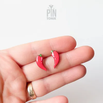 Jewelry - Hot Chili Pepper Earrings - Funny Red Chili Stud Earrings - Weird 30th Birthday Gift - PINTONIK