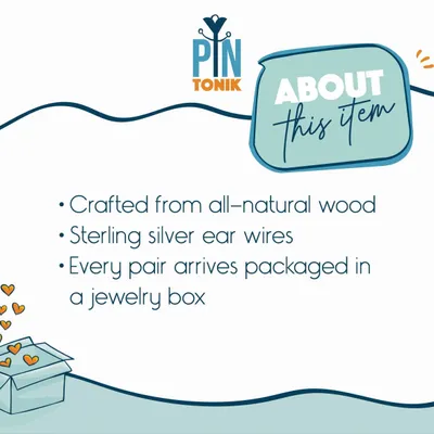 Jewelry - Wood Christmas Wreath Earrings - Sterling Silver Holiday Dangles - PINTONIK