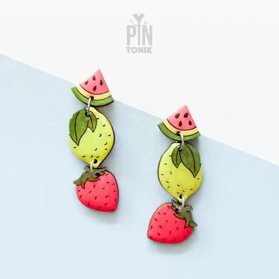 Jewelry - Neon Summer Fruit Earrings - Strawberry, Lemon, Watermelon - PINTONIK