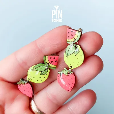 Jewelry - Neon Summer Fruit Earrings - Strawberry, Lemon, Watermelon - PINTONIK