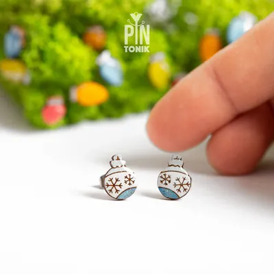 Bijoux - Boucles d'oreilles puces rétro motif Noël - Boucles d'oreilles flocons de neige vintage - Les Fêtes de Noël - PINTONIK