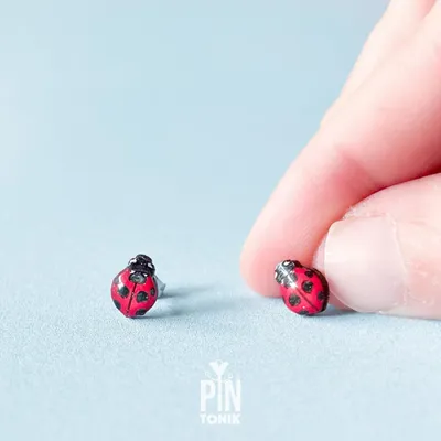 Jewelry - Ladybug Earrings - Ladybird Beetle Stud Earrings - Tiny Insect Jewelry - Good Luck Gifts - PINTONIK