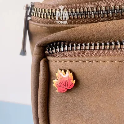 Jewelry - Red Acorn Leaf Pin Booch for Women - Autumn Clothes Accessory Ita Bag Pin - PINTONIK