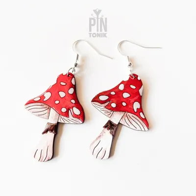 Bijoux - Boucles d'oreilles Champignons Magiques - Bijoux en Bois Style Automne Cottage - Cadeau de Noël Original - PINTONIK