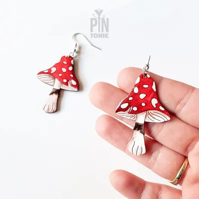 Bijoux - Boucles d'oreilles Champignons Magiques - Bijoux en Bois Style Automne Cottage - Cadeau de Noël Original - PINTONIK