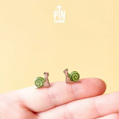 Jewelry - Wooden Snail Stud Earrings: Cottagecore Animal Jewelry - PINTONIK
