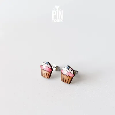 Bijoux - Boucles d'oreilles fantaisie roses fuchsia « Muffin gourmand » - Idée cadeau pâtisserie pour jeune maman ou adolescente - PINTONIK