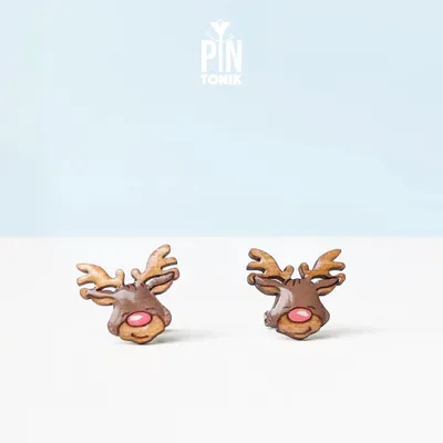 Bijoux - Boucles d'oreilles rennes de Noël - Bijoux d'hiver amusants avec le Père Noël et les rennes - PINTONIK