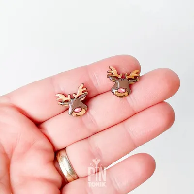 Bijoux - Boucles d'oreilles rennes de Noël - Bijoux d'hiver amusants avec le Père Noël et les rennes - PINTONIK