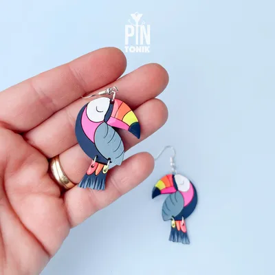 Jewelry - Toucan Bird Earrings - Colorful Beach Jewelry with Sterling Silver - PINTONIK