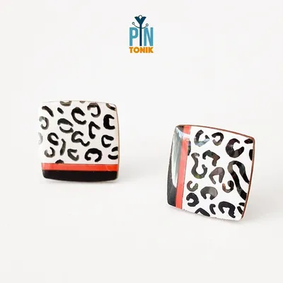 Jewelry - Leopard Print Stud Earrings - Retro Square Jewelry - PINTONIK