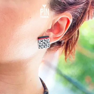 Jewelry - Leopard Print Stud Earrings - Retro Square Jewelry - PINTONIK