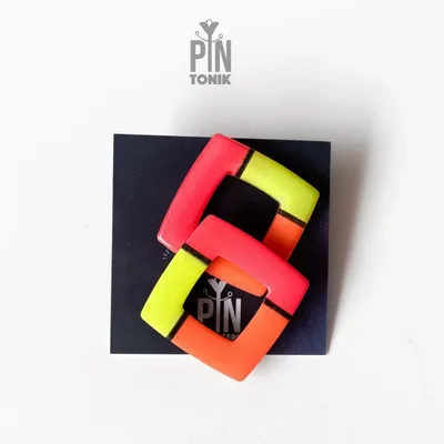 Bijoux - Boucles d'oreilles géométriques néon tendance - Grandes puces d'oreilles d'été funky - Bijoux abstraits pour événements - PINTONIK