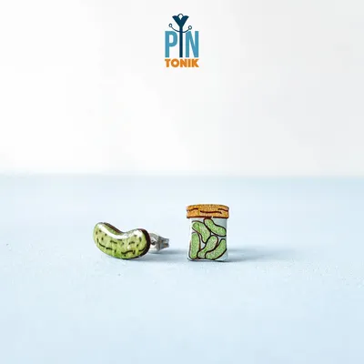 Bijoux - Boucles d'oreilles cornichons dépareillées - Petites puces d'oreilles - Cadeaux originaux pour colocataire ou adolescente - PINTONIK