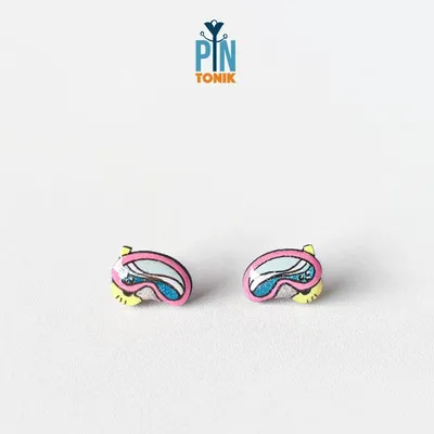 Bijoux - Boucles d'oreilles masque de plongée - Bijoux de plongée en bois amusants - PINTONIK