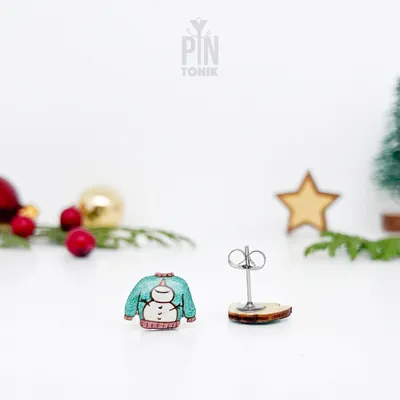 Bijoux - Boucles d'oreilles puces pull bonhomme de neige - PINTONIK