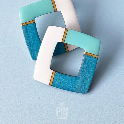 Jewelry - Geometric Statement Earrings - Funky Summer Large Stud Earrings - Abstract Event Jewelry - PINTONIK