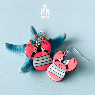 Jewelry - Fun Crab Earrings - Quirky SummerJewelry - Nautical Beach Earrings with Sterling Silver - PINTONIK