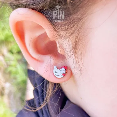 Bijoux - Boucles d'oreilles à clous en forme de poulet rigolo - PINTONIK