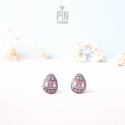 Bijoux - Clous d'oreilles à tige en forme d'œufs de Pâques - PINTONIK