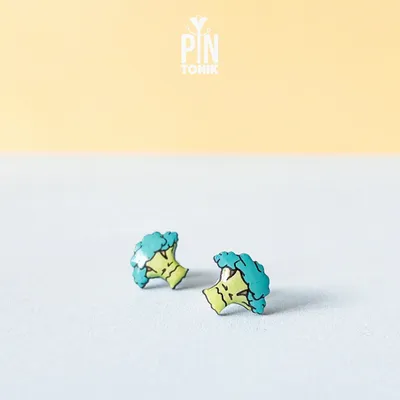 Jewelry - Quirky Broccoli Stud Earrings - Miniature Food Jewelry - PINTONIK