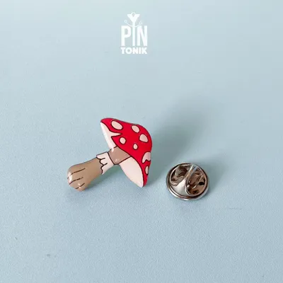 Bijoux - Broche champignon rouge Amanita Muscaria - Broche en bois fantaisie forêt - Accessoire féerique Amanite tue-mouches - PINTONIK